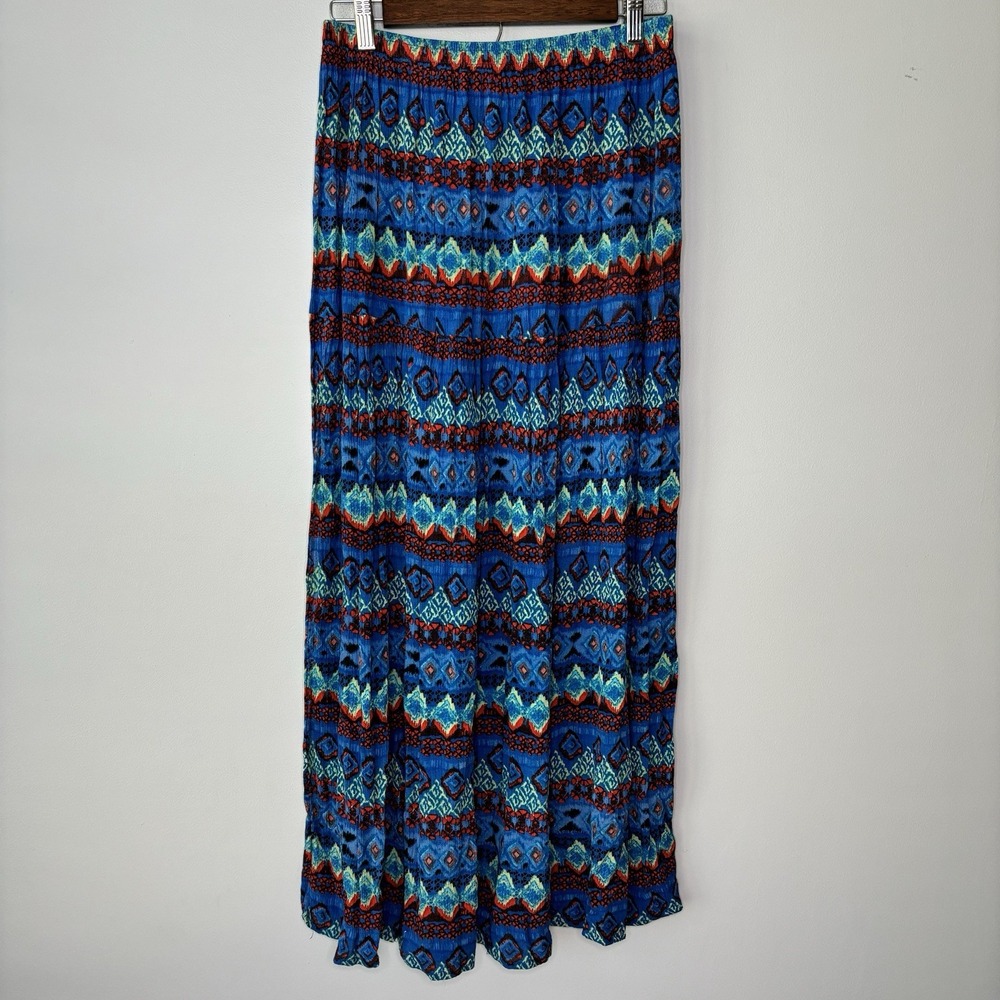 New Directions Peasant Skirt Medium Blue‎ Boho Tribal Festival Indie Colorful